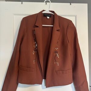 Plaza South by Janalyn, Pecan/Rust Embroidered Women's Blazer